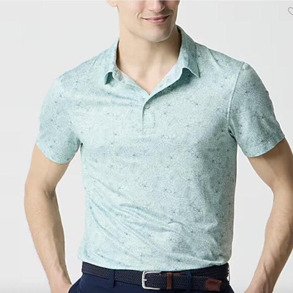 J Crew Men's Printed performance polo shirt Large Green Color - Picture 1 of 6